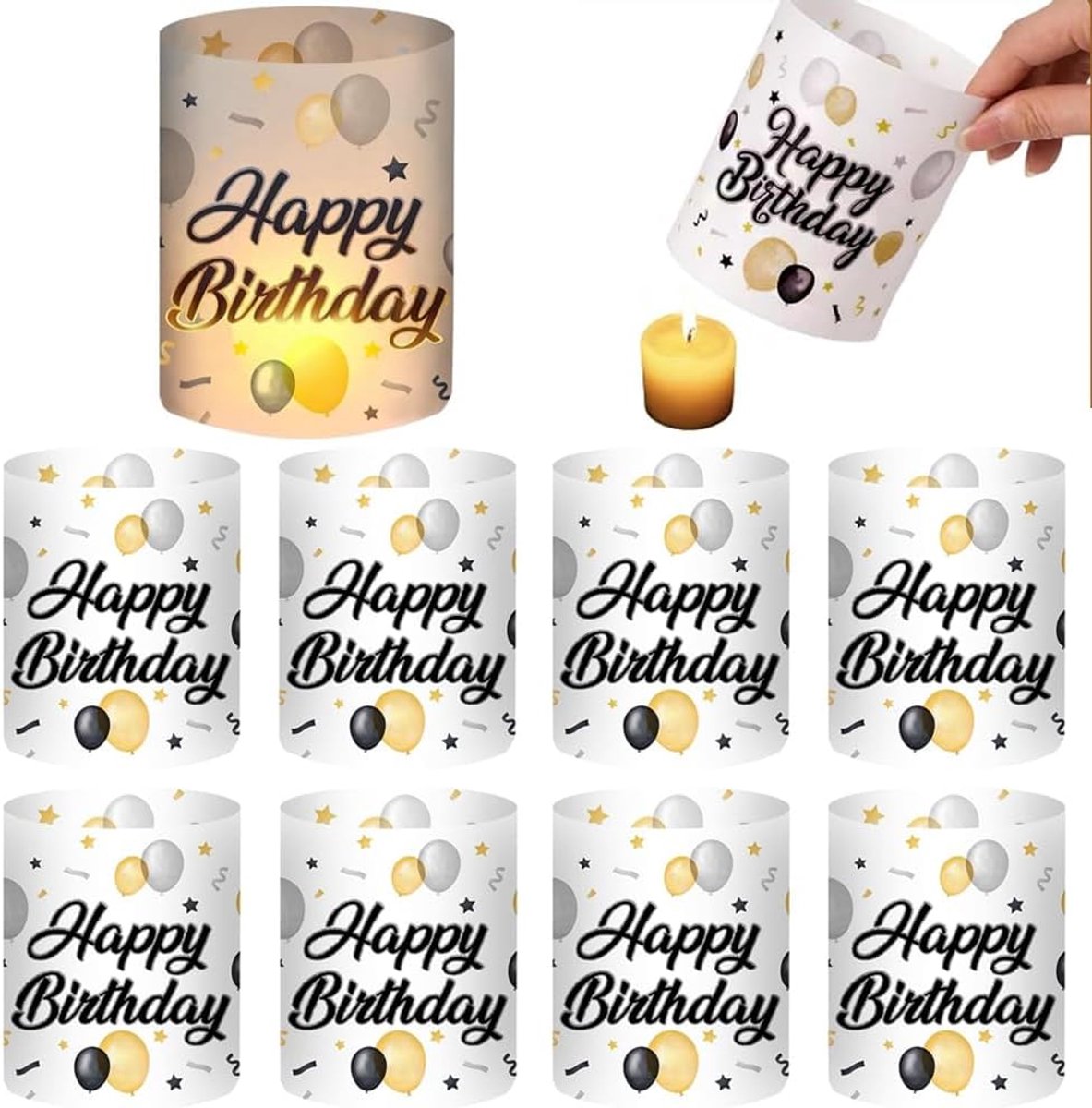 Kaarsenhouder Verjaardag Lantaarn Tafeldecoratie Happy Birthday Winddicht Tafel Gelukkige Verjaardag Tafeldecoraties, voor Theelichtjes of Kaarsen