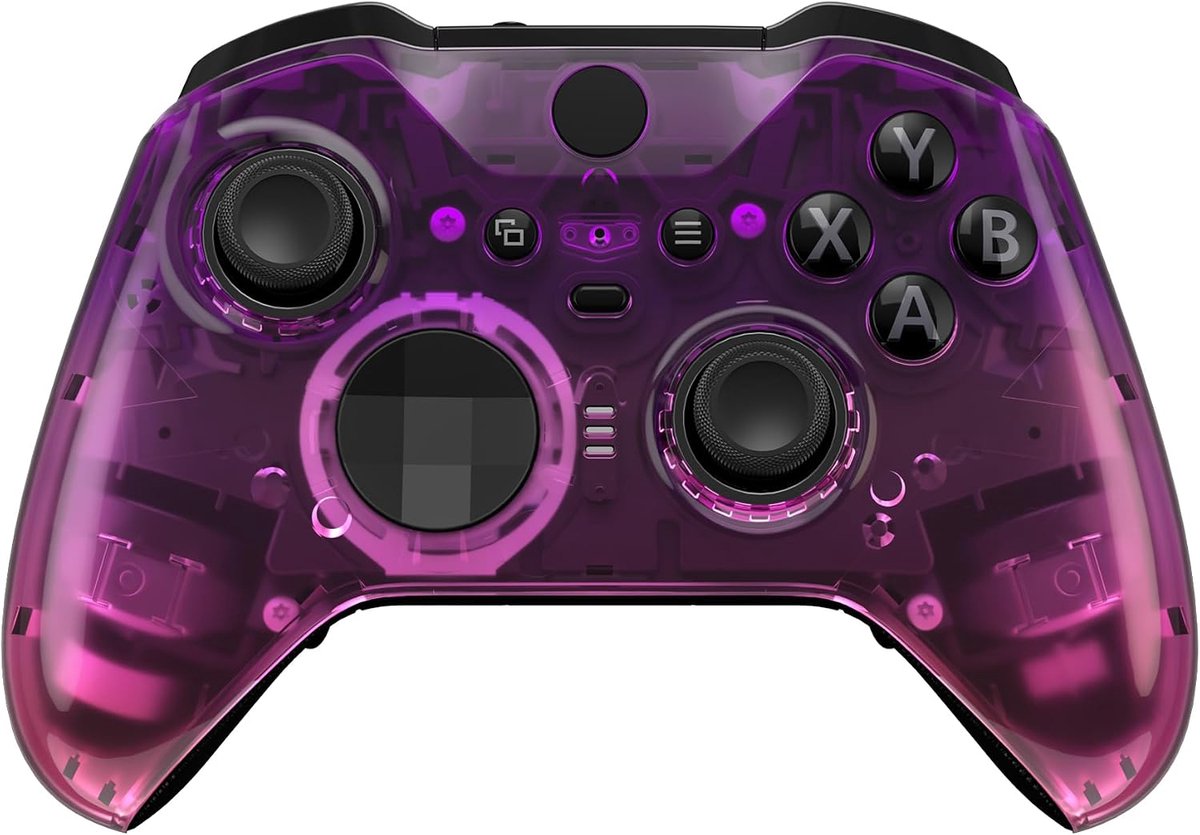 EXtremeRate Voorste Schaal Cover voor Xbox One Elite Series 2 (Model 1797),Shell Case &Accent Rings Vervanging voor Xbox Elite Series 2 Wireless Core Controller-Helder Paars Roze Rood