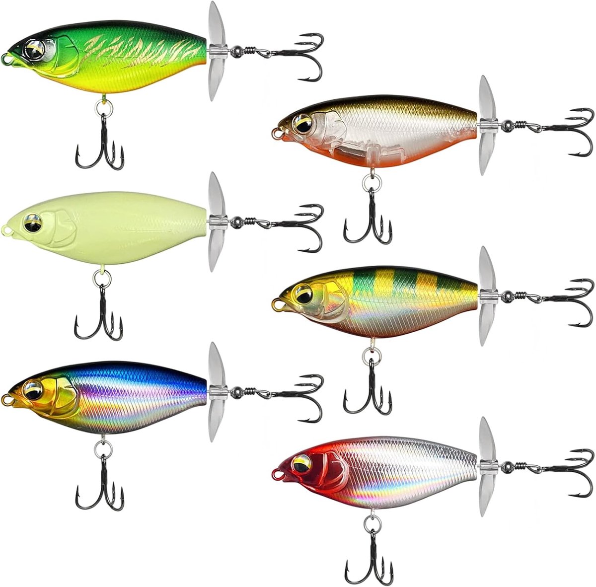 Topwater kunstaas 6 stuks - drijvend oppervlak - wobble ontwerp - ideaal voor zoet en zout water - SnelShoppen