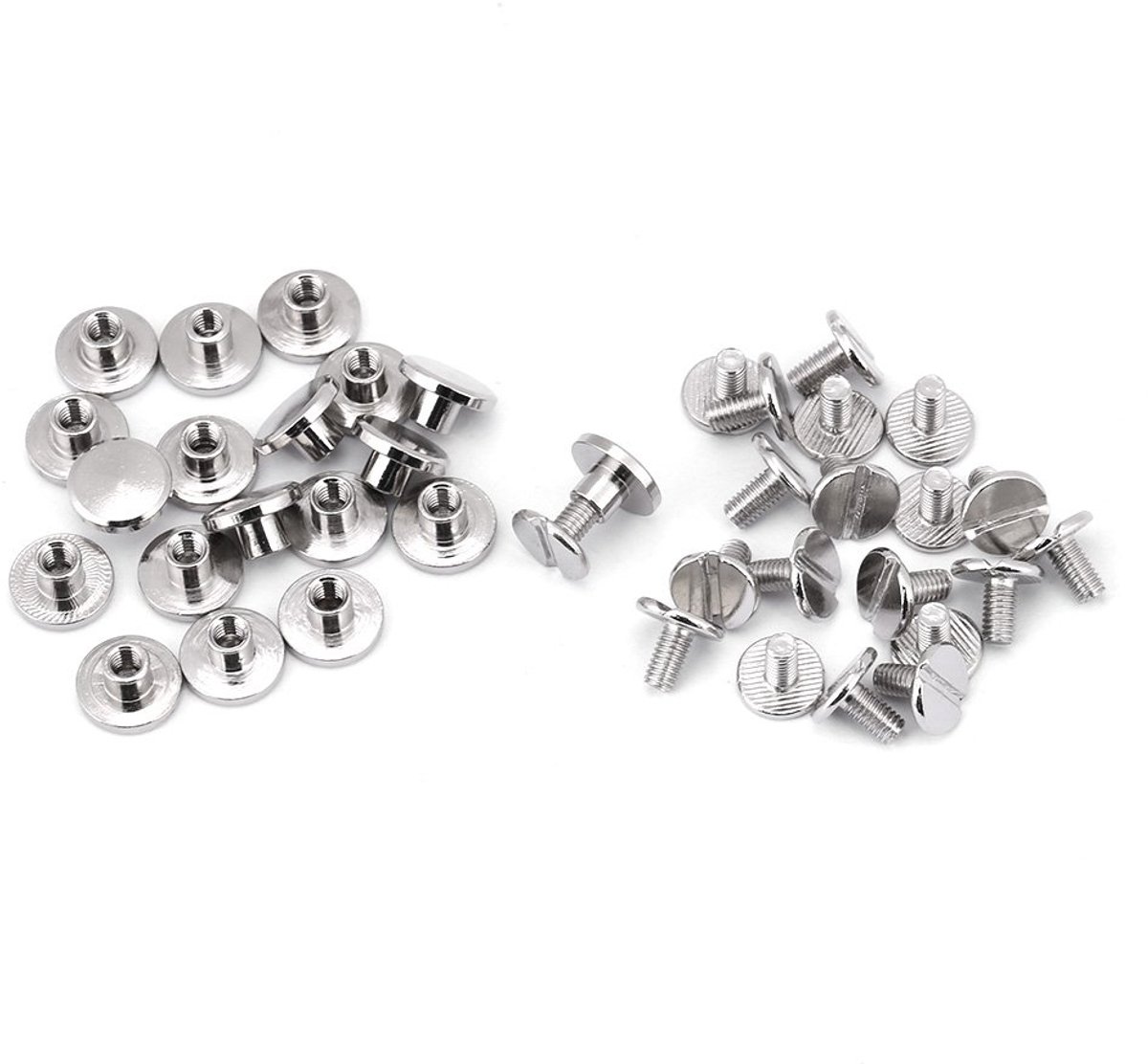 noppen massief messing spike metalen noppen klinknagel, 20 stks/set duurzame messing schroefdraad platte hoofd Nut Nail klinknagels schroeven lederen riem reparatie klinknagels benodigdheden, 5mm, 6.5mm,8mm 5mm ZILVER