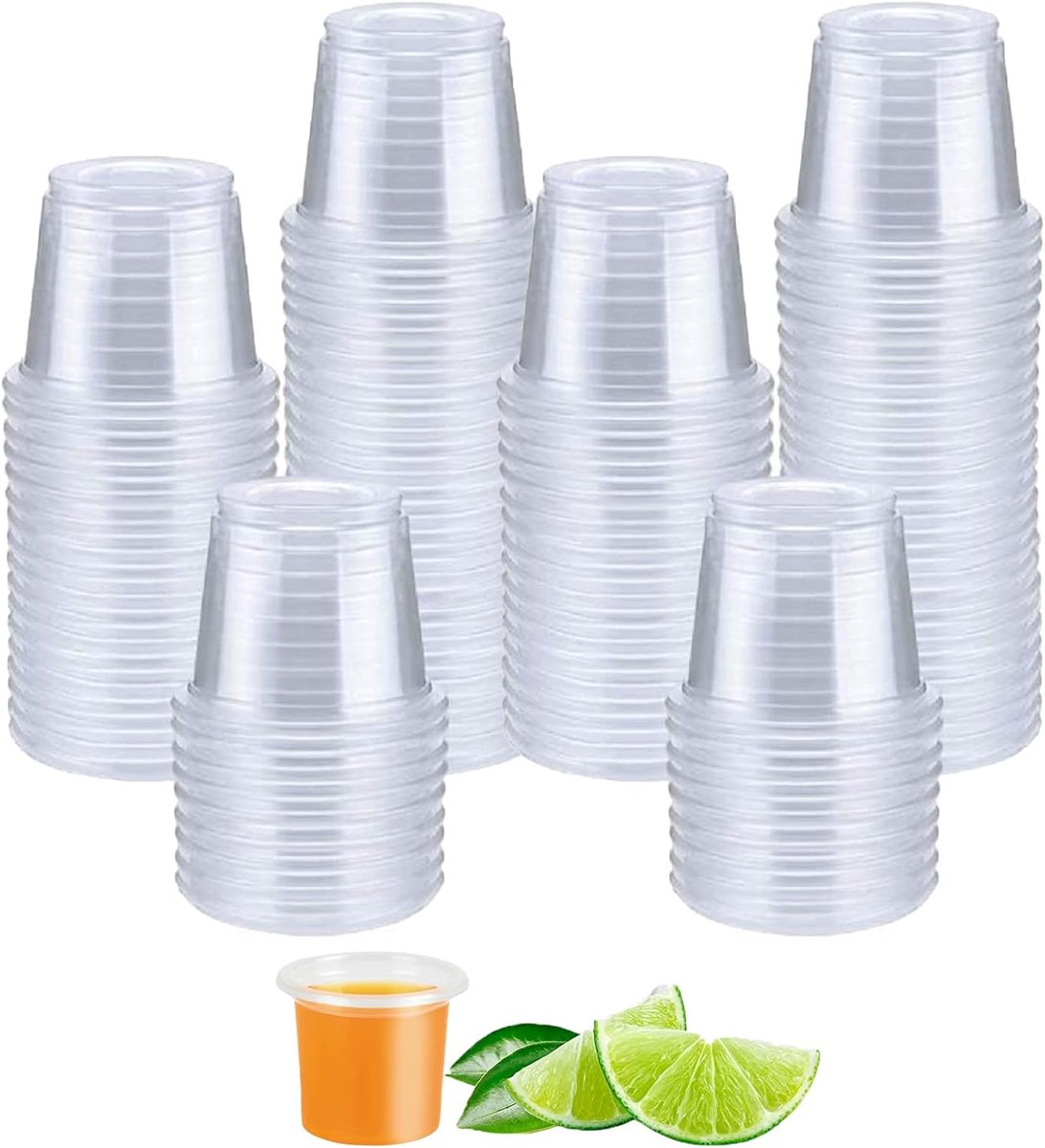 SnelShoppen - 200 Stuks Herbruikbare Plastic Shotglazen 2cl - Mini Shot Cups voor Feesten, Drinkspellen, Festivals, BPA-vrij, Voedselveilig, 20ml
