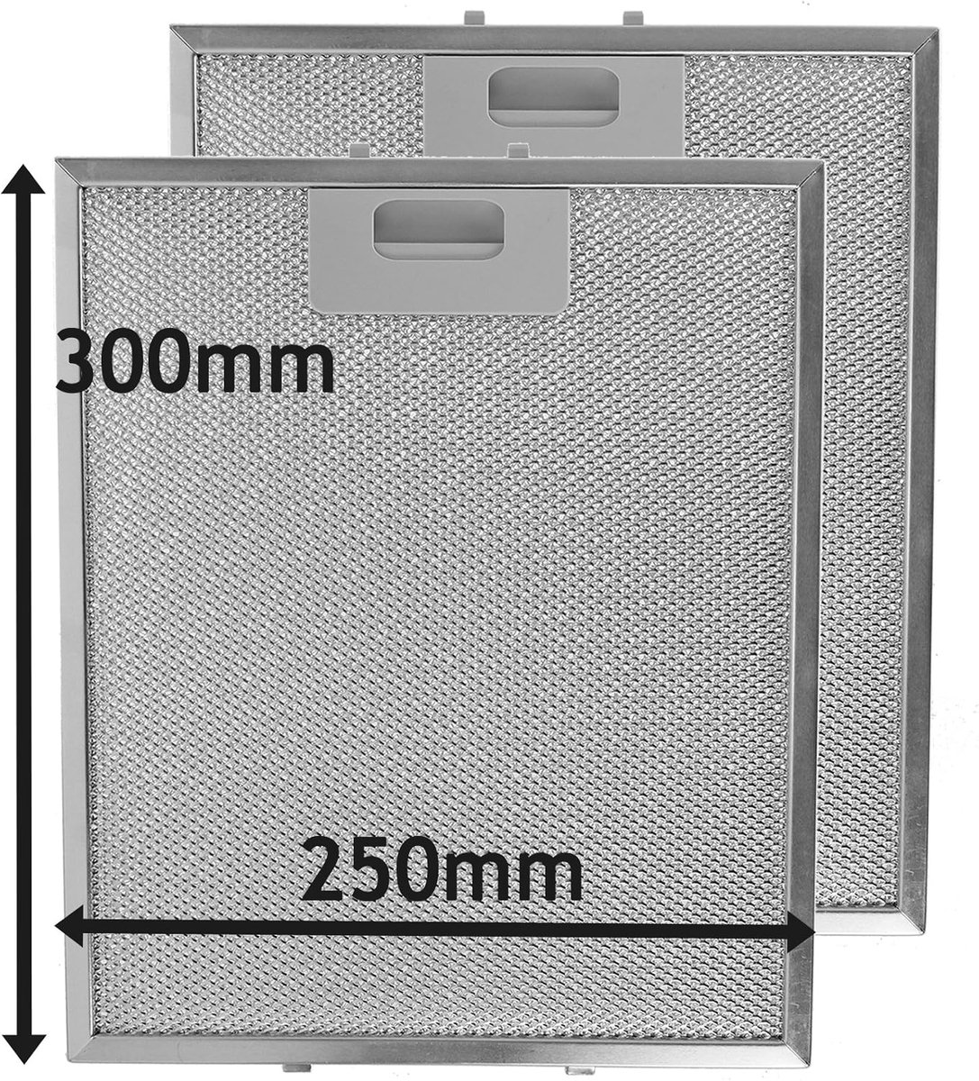 Vetfilter voor Afzuigkap Metalen voor Keukenafvoerventilator (Zilverkleurig, 300 mm x 250 mm, 2 Stuks)