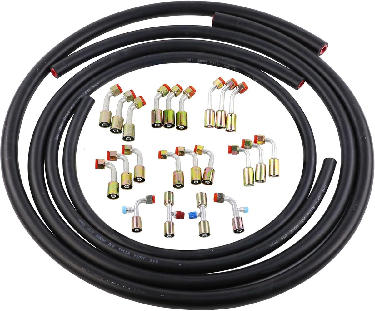 25 STKS airconditioning slang en fitting kit bevat 6ft #6 #8 #10 AC slangen en #6 #8 #10 AC Fittings
