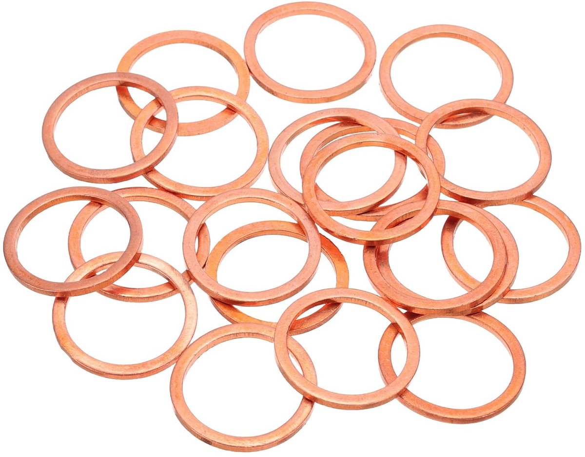 20 stuks platte sluitringen koper M24, 24 x 30 x 2 mm platte sluitring metrisch koper verbeterde afdichting gebroken sluitring voor hydraulische bevestigingen bout schroef moer