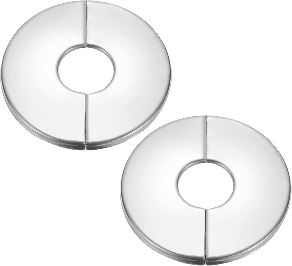 Muur Split Flens 0,87" (22mm), 2 Stuks Roestvrijstalen Ronde Zelfklevende Rozet Plaat Sanitair Wandafdekking voor Keuken Badkamer Arm Pijp Kraan Decoratie, Zilver