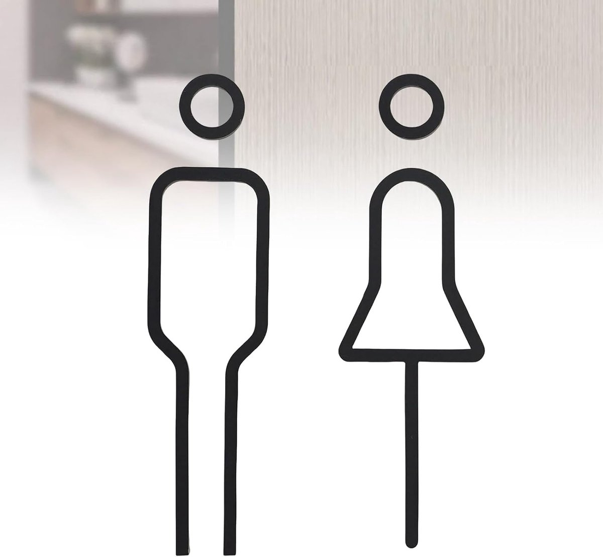 Toiletbordje voor dames en heren, zelfklevend, acryl wc-bordje, lasergesneden, stijlvol en eenvoudig, voor hotels, winkelcentra, cafés, 18 cm x 5,7 cm x 4,6 cm