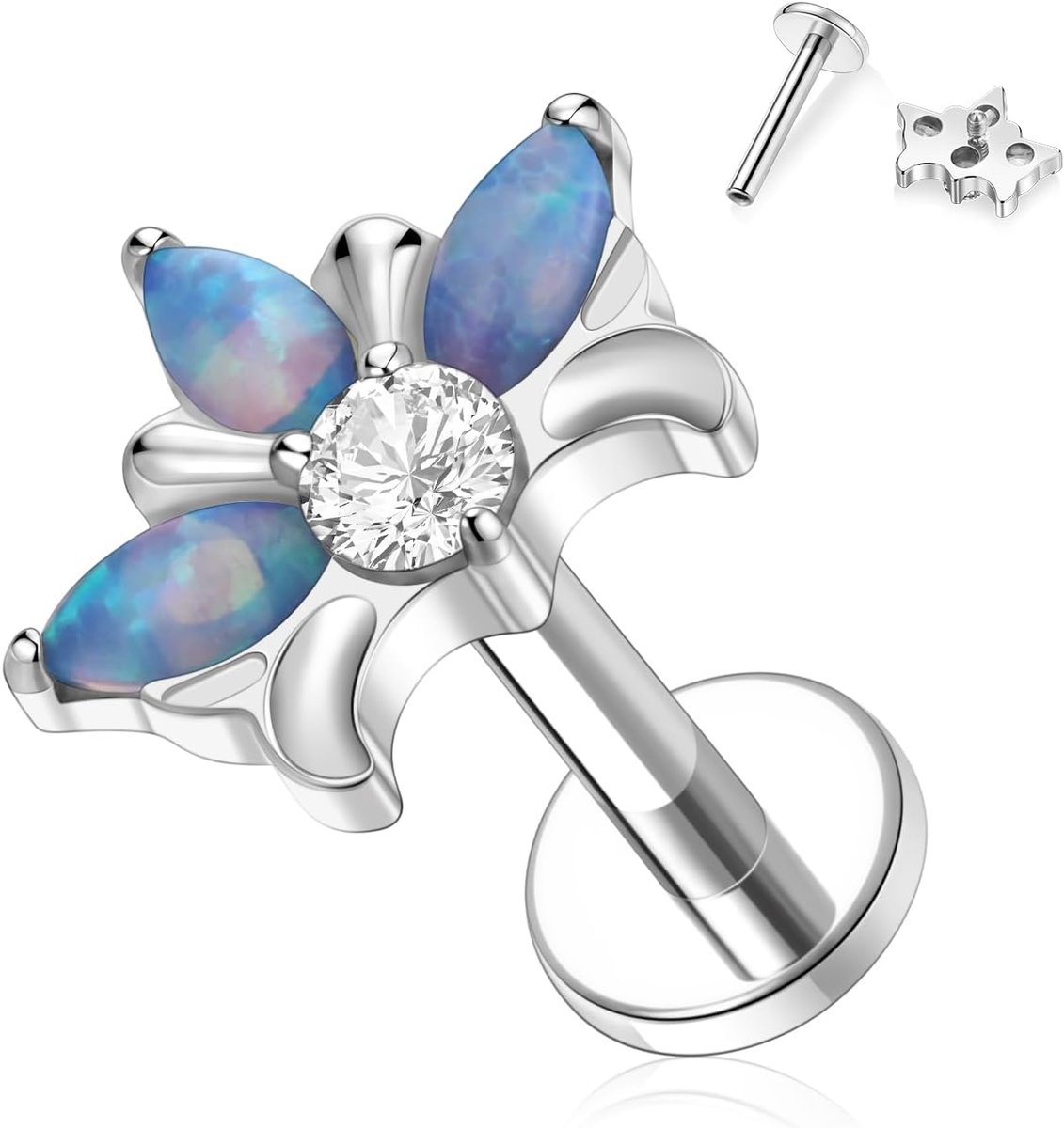 hengkaixuan Platte labret stift G23 titanium lipsieraad 16G binnendraad Conch Helix Rook Tragus kraakbeen Medusa Monroe neuspiercing sieraden voor vrouwen mannen