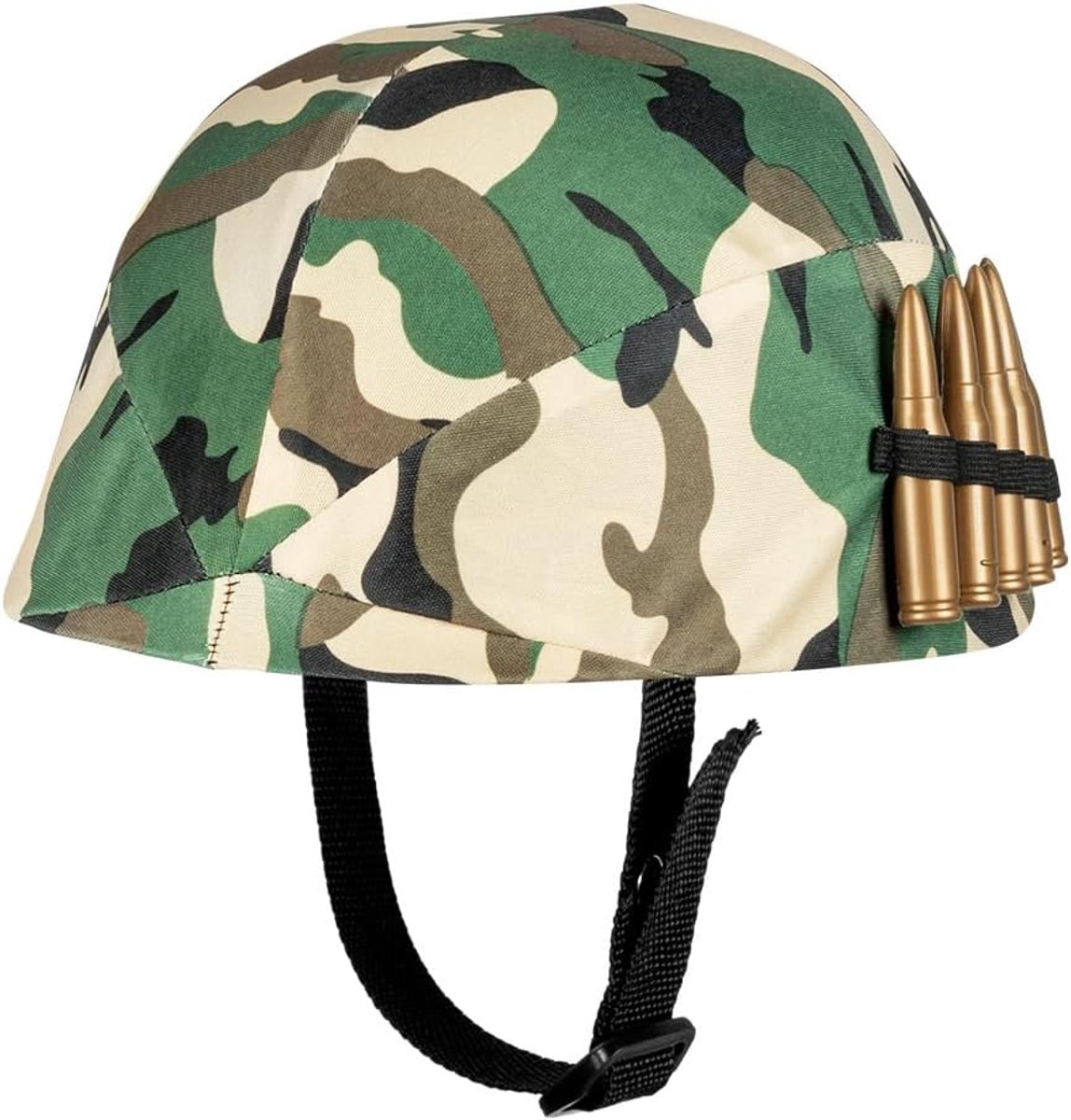 01413 Militaire helm voor kinderen, camouflage, camouflage, verstelbare maat, met munitie, soldaat, leger, kostuum, carnaval, themafeest