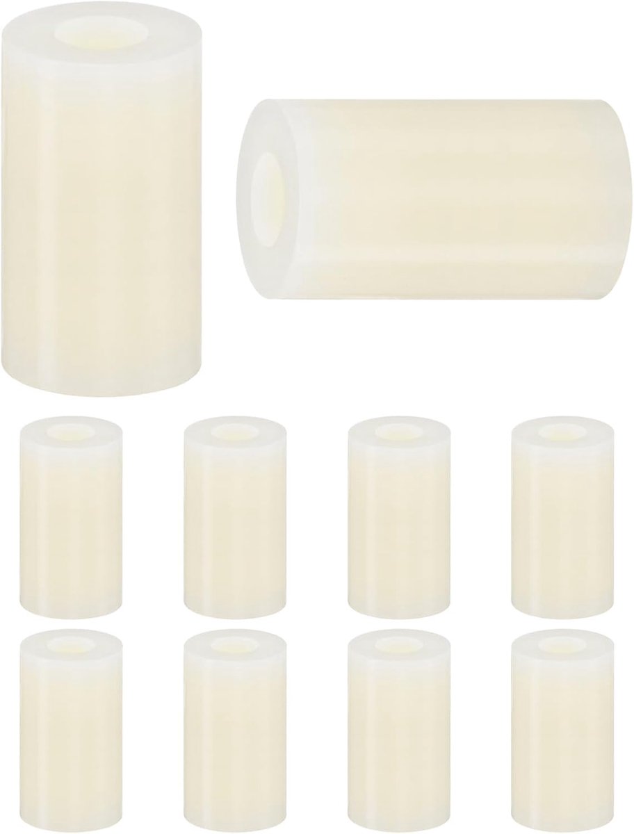 Set van 100 nylon ringen, 3,2 mm ID 7 mm OD 12 mm lengte ronde plastic afstandhouder afstandhouder niet-schroefdraad voor M3 schroeven/bouten/stopcontact/schakelaarhouder [wit]