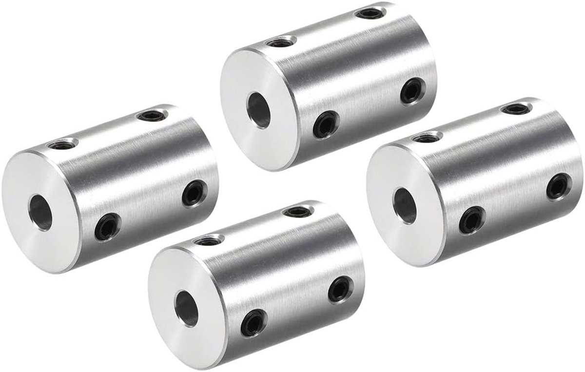 Sourcing map 4 stuks askoppeling connector 5 mm tot 6 mm boring starre koppelingsschroef stelschroef L25XD18 aluminiumlegering