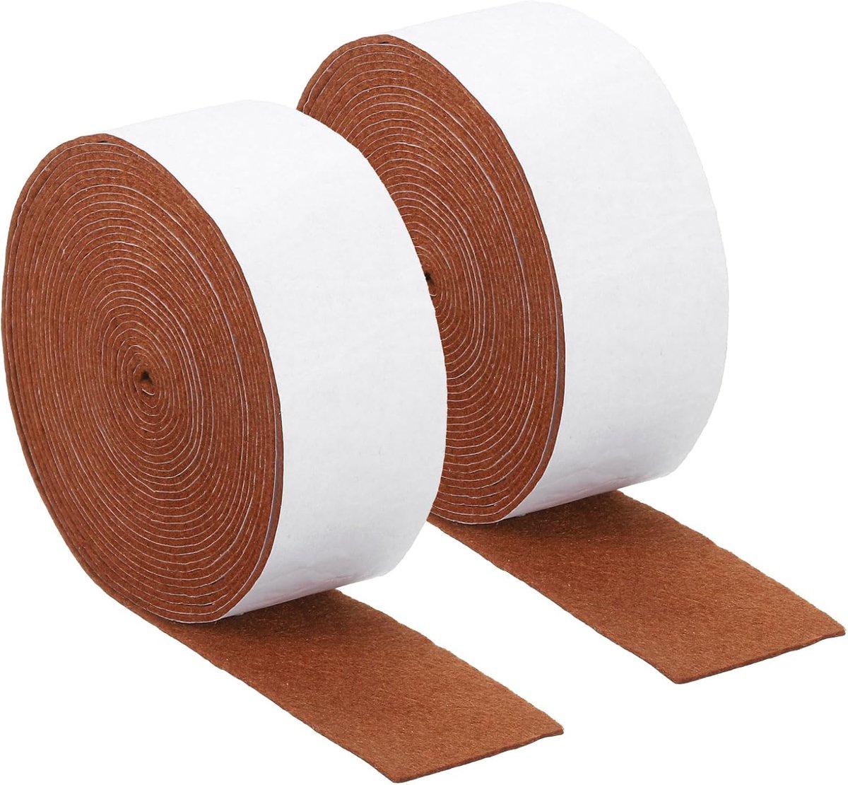 Viltstrips met lijm, 2 rollen 1-4/7 inch x 197 inch x 0,06 inch, viltmatten voor meubels, zelfklevend, ter bescherming van harde houten vloeren, bruin