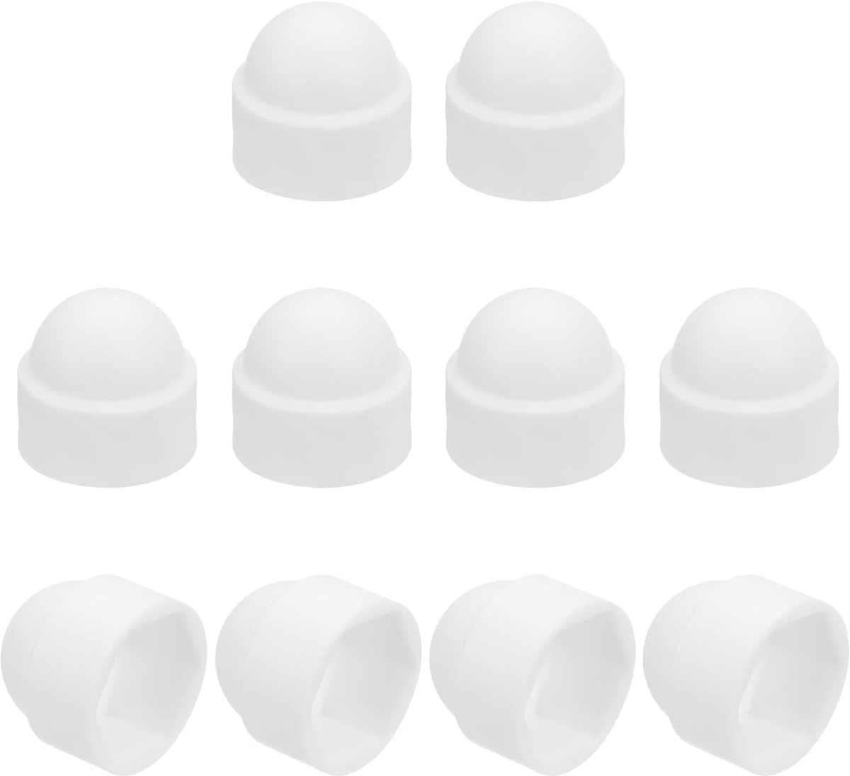 Beschermkap voor moeren, 10 stuks, M12 x 19 x 23 mm, beschermkap met zeskantschroef van kunststof, afdekking met zeskantkop met moer-accorn, decoratieve waterdichte dop (wit)
