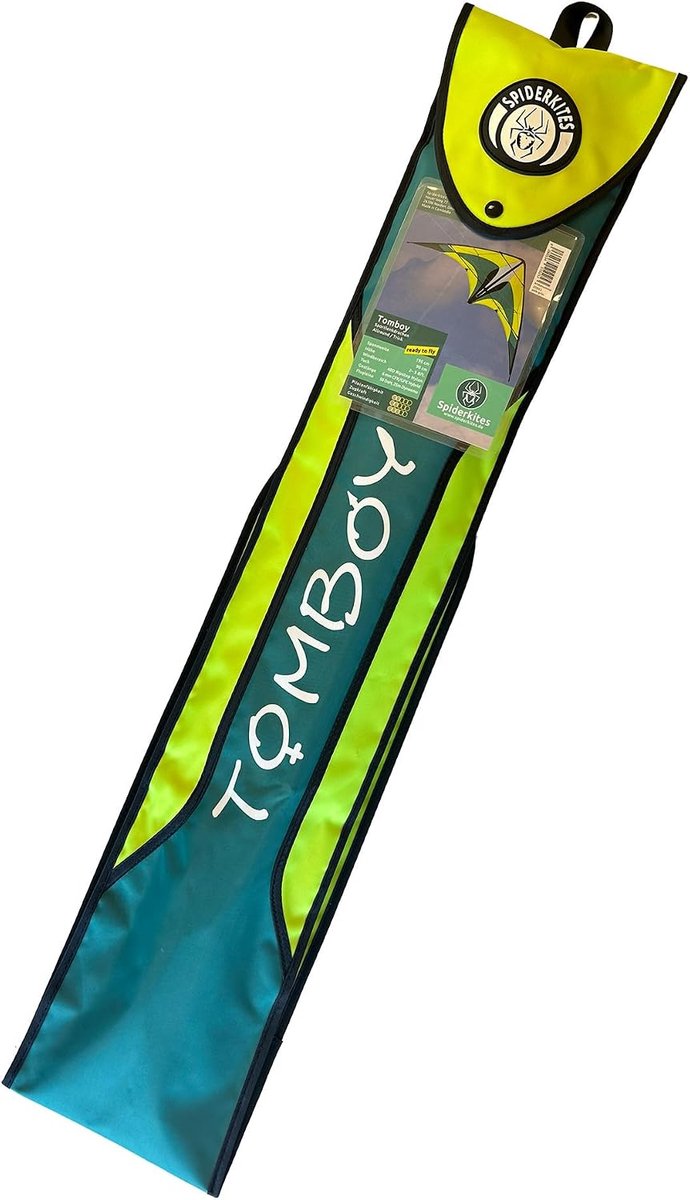 stunt kite 195 x 90 cm - groene spiderkite - voor ambitieuze beginners - perfect voor buitenactiviteiten - SnelShoppen