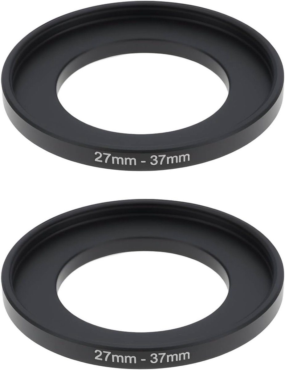 2 Stks 27mm tot 37mm Verlengring Filter Adapter Aluminium voor de meeste camera's