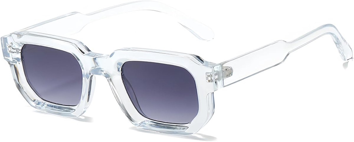 rechthoekige zonnebril voor dames en heren, retro zeshoekig, klein dik frame, getinte chunky bril