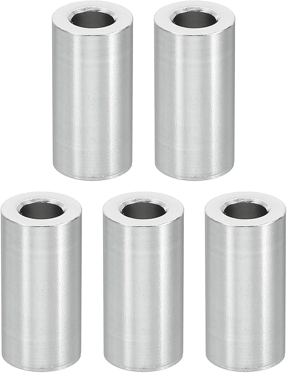 M5 Aluminium Spacers, 5 Stks Metalen Spacer Aluminium 5.2mm ID x 10mm OD x 20mm L Aluminium Spacer Schroef Standoff Ronde voor 1/5 "of M5 Schroefbouten