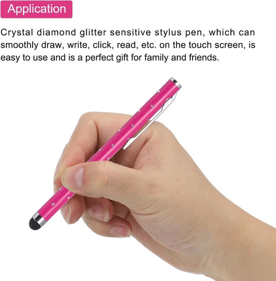10 stuks glitter strass stylus pennen voor touchscreen universeel metaal capacitieve pen voor mobiele telefoon alle capacitieve touchscreen-apparaten rozenrood — afbeelding 5