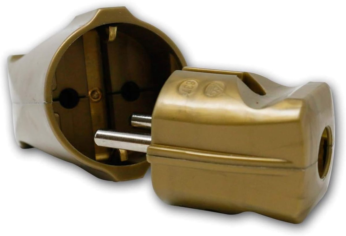 Standaard plug & socket gold met trekontlasting, 250V/16A