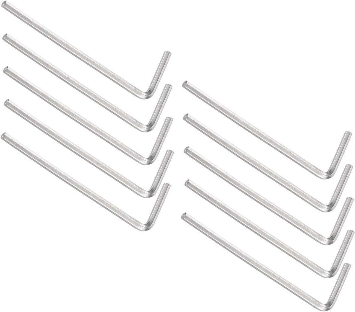 Zeskantsleutel, 2 mm, metrisch, CR-V L-vormige zeskantkop - (toepassingen: voor huisreparaties en mechanisch onderhoud), 10 stuks