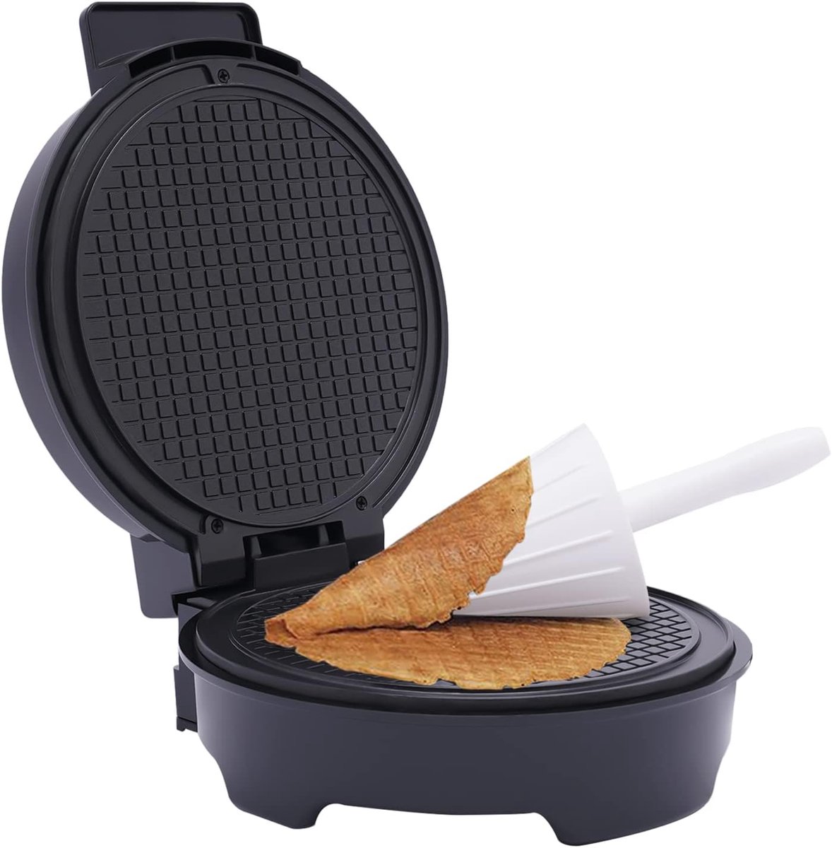 IJsmachine 1200 W - anti-aanbaklaag - temperatuur- en tijdregeling - perfect voor wafelzakken - SnelShoppen