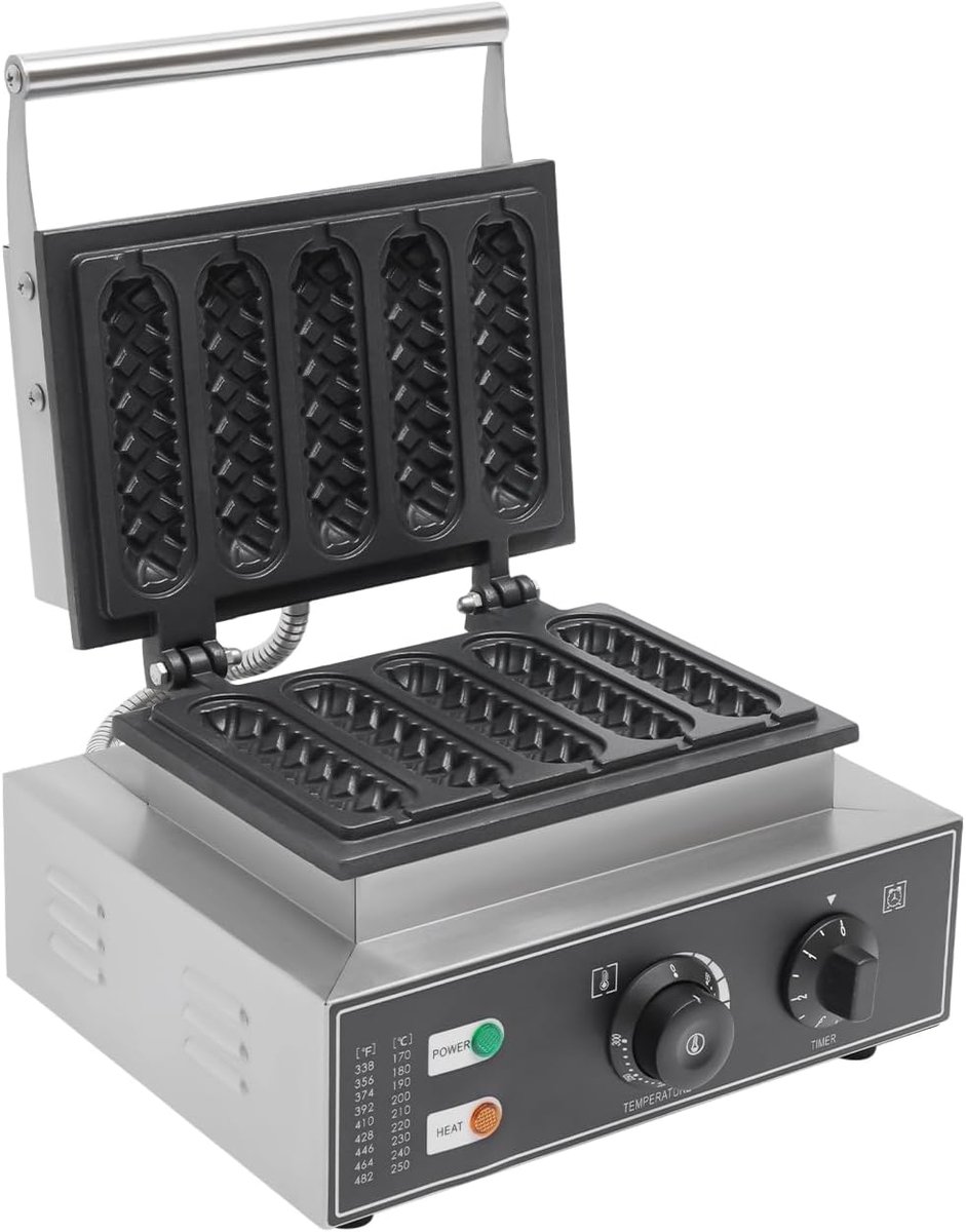 Hot Dog Wafelijzer 1550 W - Automatisch - Antiaanbaklaag - Snel en gemakkelijk bereiden - SnelShoppen