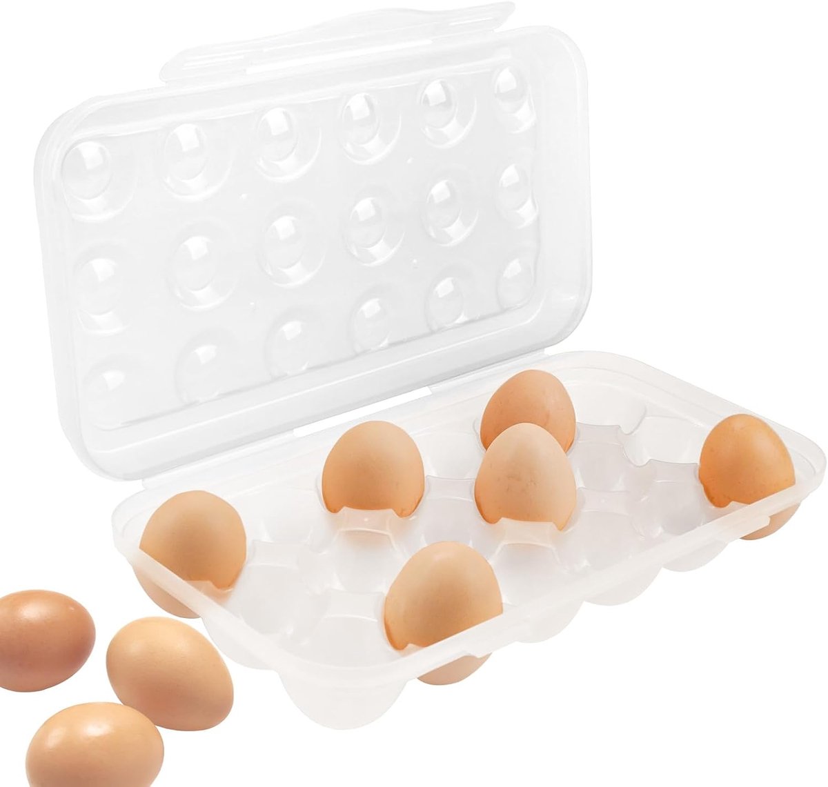 Kippenei Opbergdoos, Stapelbare Eierhouder Container met Deksel, Eier Organizer Tray Display 18 Eieren, Eier Dispenser Mand voor Koelkast Kamperen Picknick Wandelen Reizen Buiten