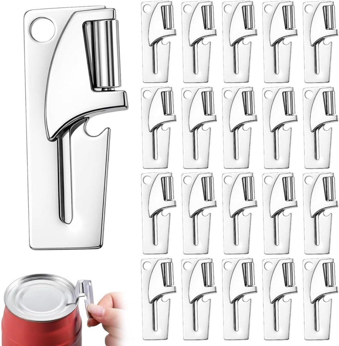 blikopener, P-38 handmatig van roestvrij staal voor de keuken, campingblikopener, 20 stuks voor op reis