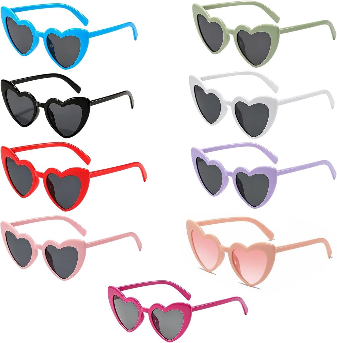 9 x partyzonnebril, grappige bril in 9 kleuren, voor feest, verjaardag, bruiloft, gekke tijd en vrijgezellenfeest, fotoaccessoires en accessoires voor gasten