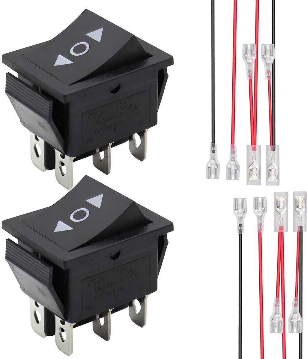 Aan/uit-schakelaar, 6-polig, 3 standen, omgekeerde polariteit met kabel, 12 V, 220 V, omvormer, voor auto, boot, motor, luifel, outdoor, KCD4, waterdichte schakelaar