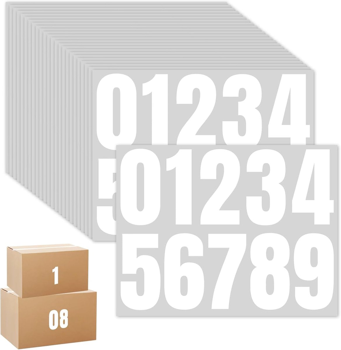 10 cm, ESYFOR 25 Vellen Weerbestendige Zelfklevende Cijfers 0-9 Zelfklevende Zonbestendige Cijferstickers voor Huisnummers, Borden, Brievenbussen En Vuilnisbakken, Wit