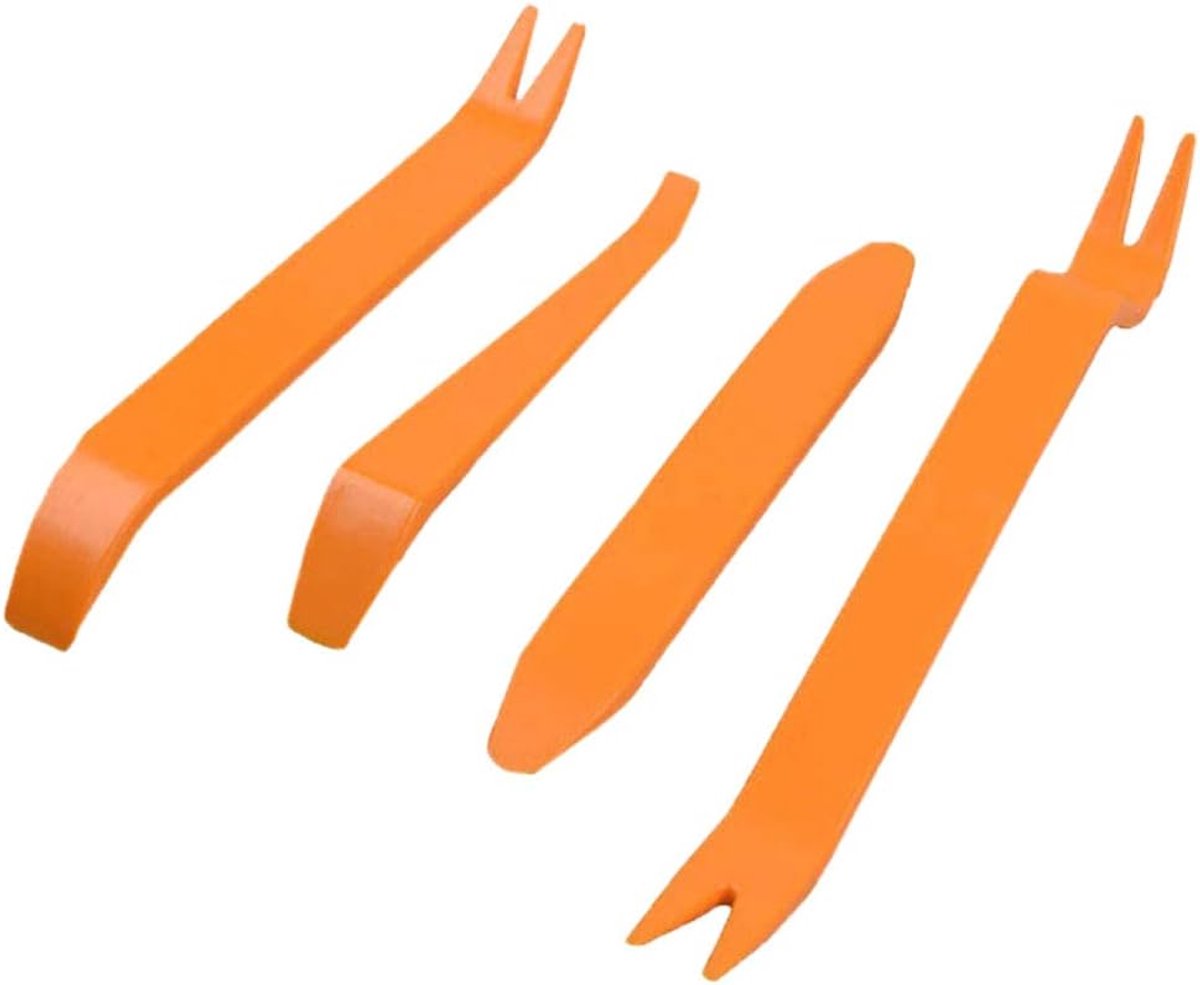 4 Stuks Trim Removal Tool, voor Motorfietsen En Auto’s | Plastic, Oranje, Glad Oppervlak, Stevig en Duurzaam, Voor Montage en Demontage van Diverse Auto-Interieuronderdelen