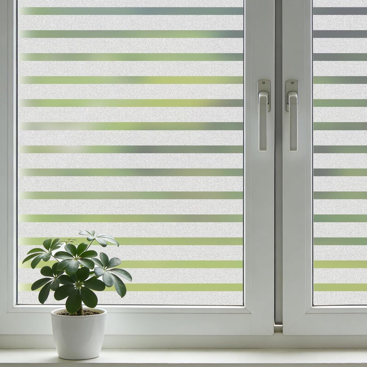 Raamfolie met strepen 60 x 200 cm - Brede strepen raamfolie ondoorzichtig, melkglasfolie zelfklevend, statisch hechtend, anti-UV, zichtbescherming en privacy