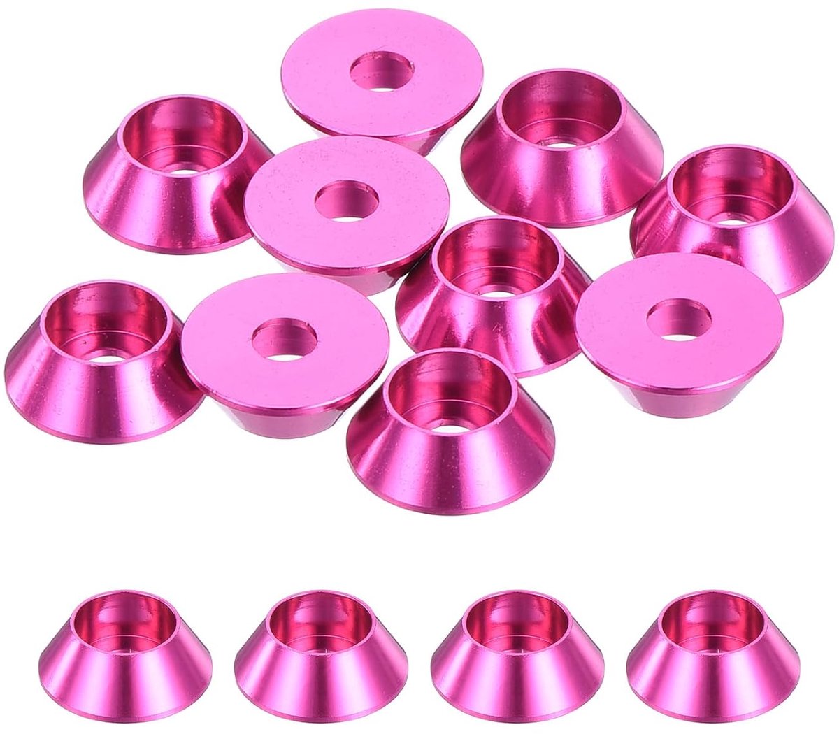 M3 kegelschijven, afdichtingen van geanodiseerd aluminium, cilinderkopafdichting voor RC/FPV/PC/drones/mechanische accessoires, verpakking van 10 stuks (roze rood)