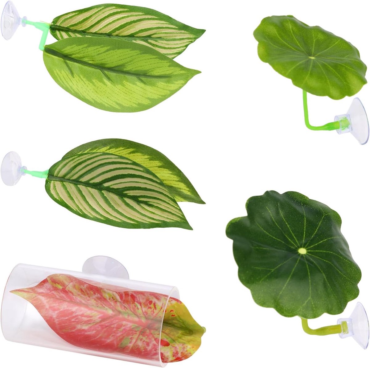 5st Set van Betta Hangmatten, Verstelbare Plastic Betta Blad Hangmat met Zuignap en Doorzichtige Buistunnel Beta Vis Speelgoed Aquarium Schuilplaats Beta Aquarium Decoraties en Accessoires