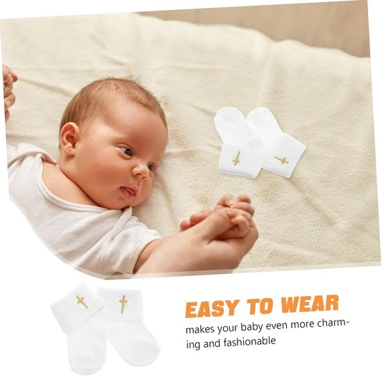 Baby Sokjes - Babyschoentjes - Speciale Gelegenheid - Antislip Zolen - 4.13 x 2.95 Inch - Wit — afbeelding 5