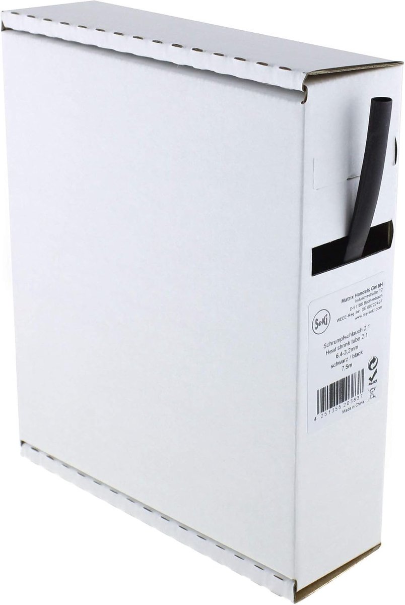 Krimpkous transparant 2:1, 9,5-4,8 mm, 6,5 meter - dispenserbox