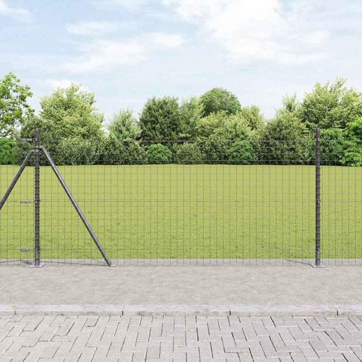 Concretebasefix Tuinhek, metaal, omheiningen, weerbestendig en gepoedercoat, stabiele inkijkbescherming voor terras, erf en tuinen, grijs, 10 x 1 m (50 x 50 mm mesh)