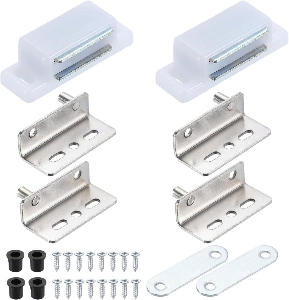 Scharnieren, 40 x 26 mm, zeer belastbaar, verborgen scharnieren, met magneetsluiting en bus voor meubels, kasten, houten deuren, zilver