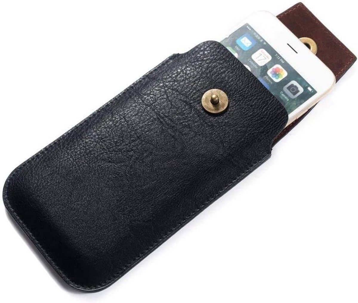 Design Leather Cover Vertical Belt Case with Magnetic Closure voor OPPO R17 (2018) - Black