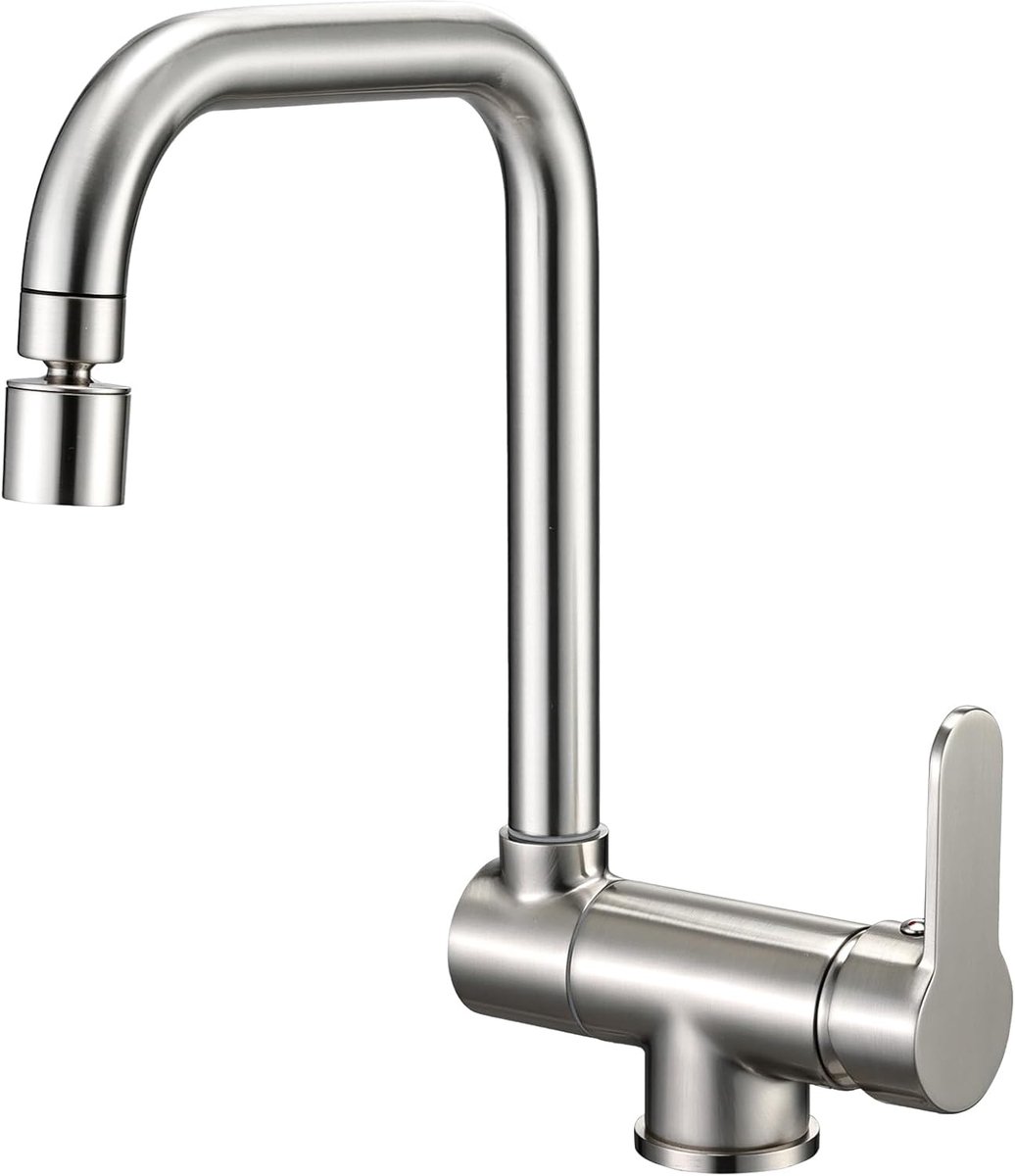 Keukenkraan, inklapbare waterkraan, keuken, onderraam, spoelbakarmatuur met 2 straalsoorten, 360 graden draaibaar, eengreepsmengkraan, hogedruk mengkraan, roestvrij staal