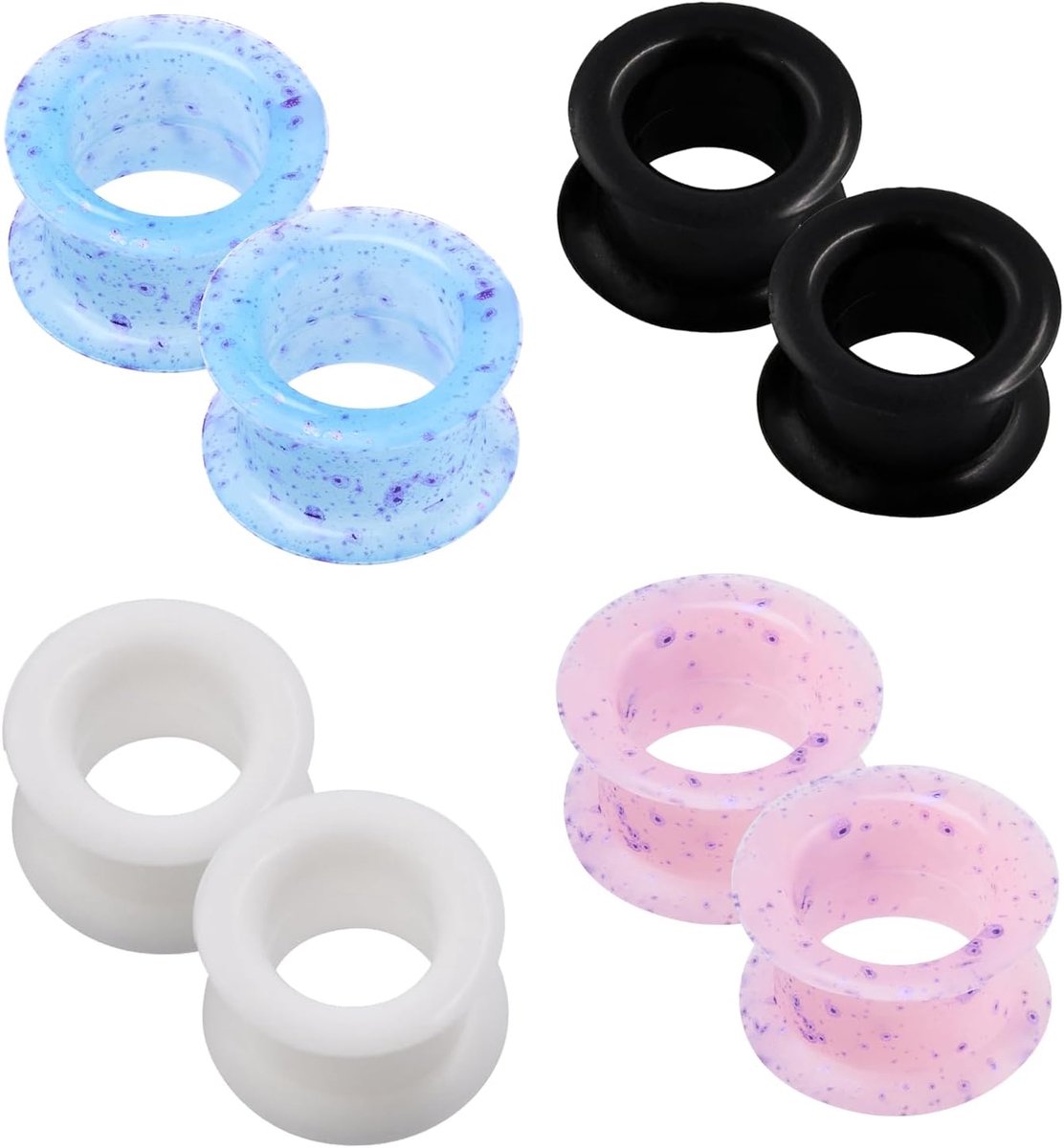 Tunnels van hard siliconen oordopjes oormessen expanderpiercing sieraad double flared 6 mm - 25 mm