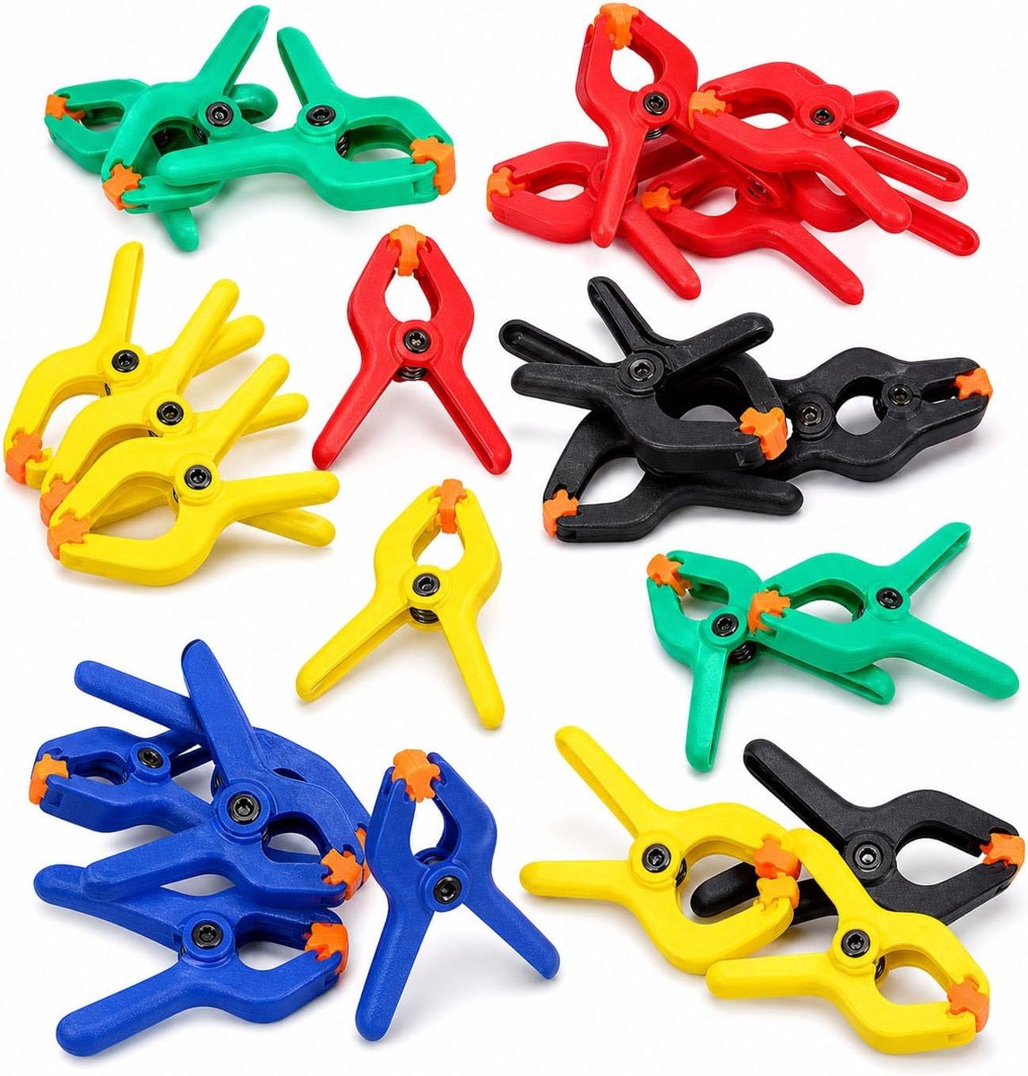 Veerklemmen, clipklemmen, veerklemmen van nylon, veerklemmen van kunststof, voor doe-het-zelfprojecten, fotostudio, fotoachtergrond (5 kleuren, 5 cm)