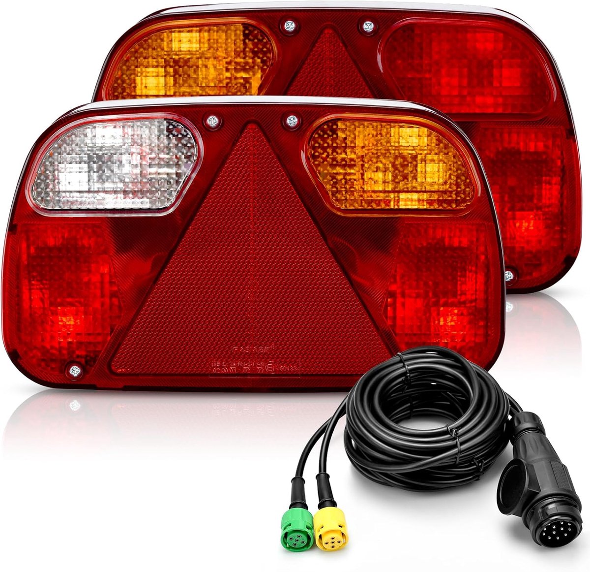 Achterlichtset voor trailer, trailerverlichting 13 polig, 12V achterlicht trailer met 6 functies, 5,5m kabel, E11 gecertificeerd