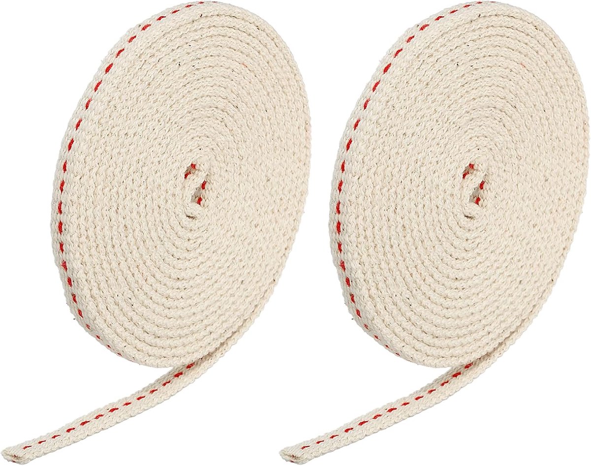Sourcing map 2 rollen katoenen olielamp lont 6 mm plat 2 m mazen voor licht rood