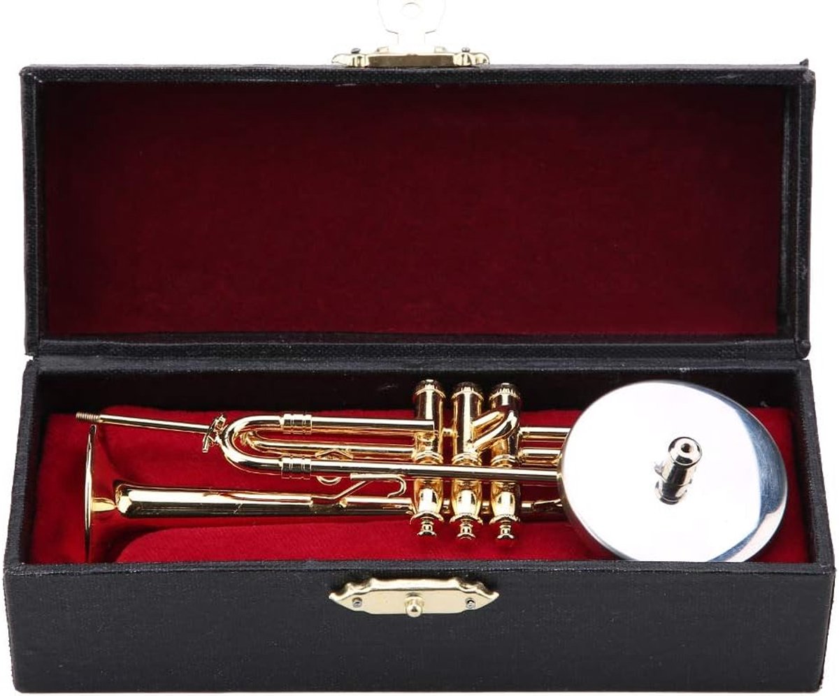 Miniatuur Trompet Model, Messing Trompet Mini Muziekinstrument Model, Trompet Model Decor Fit Voor Gift Instrument Home Office Desktop Ornamenten