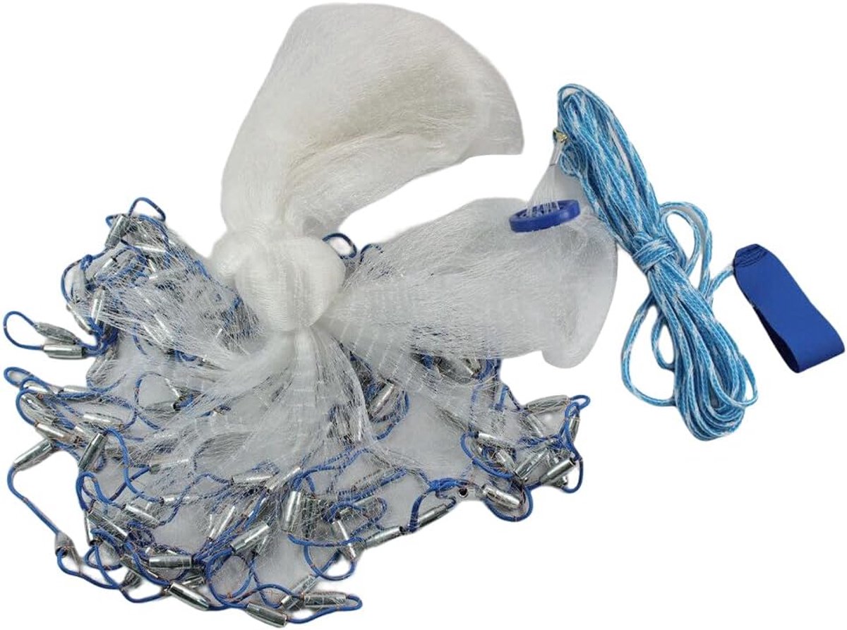 Visnet 4,2 m - Nylon net met bodem - Eenvoudig te hanteren - Ideaal voor platte meren - SnelShoppen