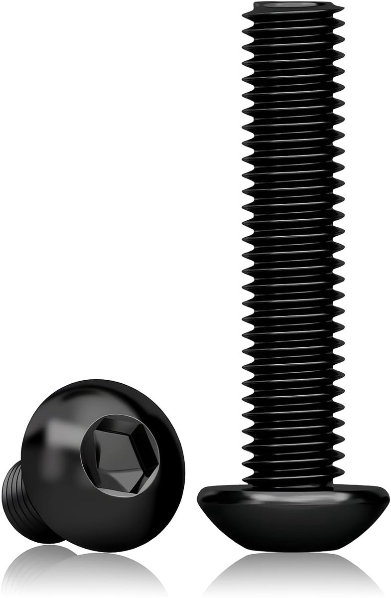 60 stuks lenskopschroeven M4x25 mm, RVS zwart inbus | M4x25 mm RVS A2 V2A zwart met inbus en volledige schroefdraad voor meubels, werkplaats en DIY