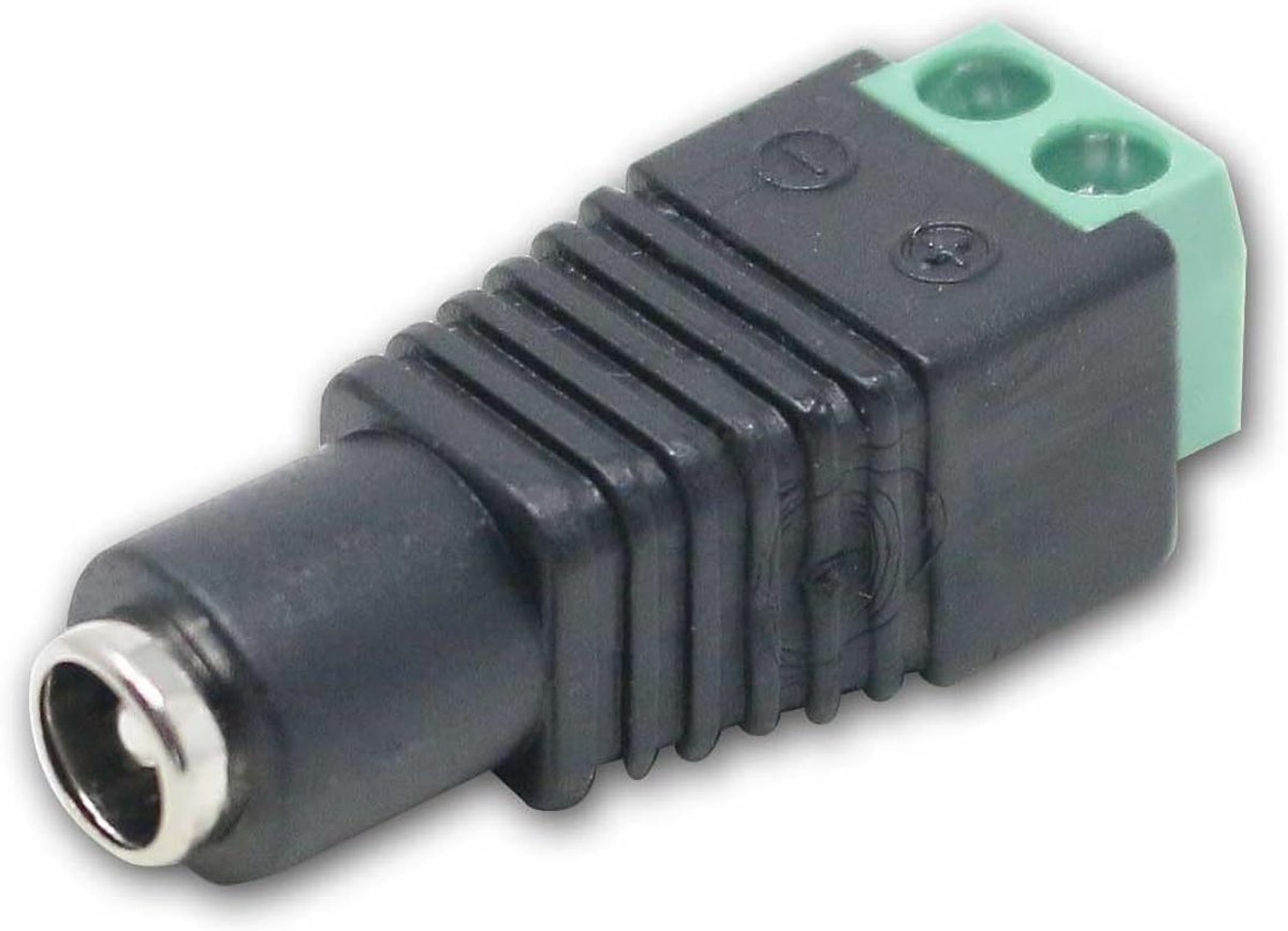Naar 5,5x2,5mm DC-aansluiting, 2-pins klemblok voor gestripte kabeluiteinden, DC-stroomadapteraansluiting