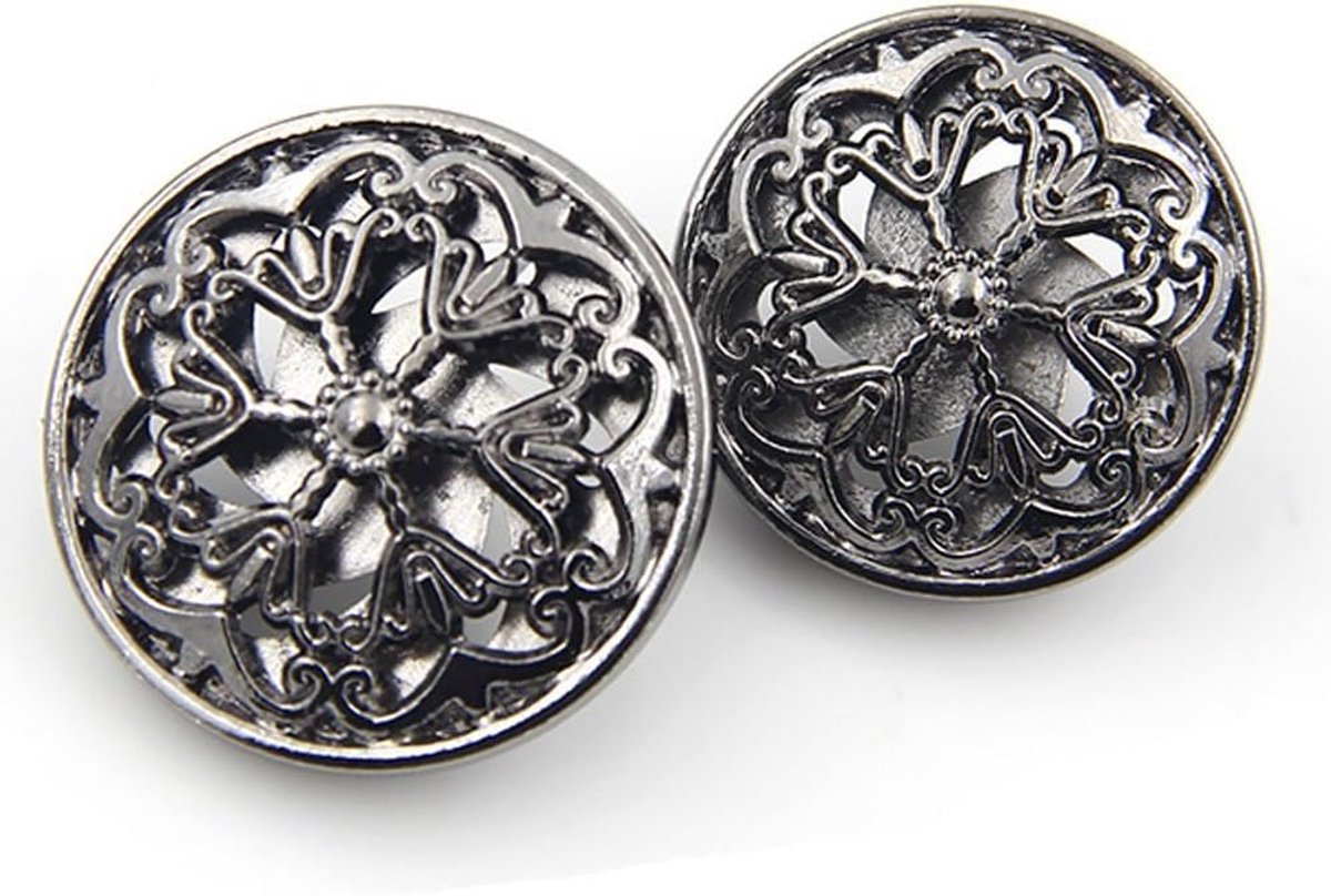 10 stuks, vorm Hollow Flower Metal Shank Ronde Vorm Metalen Knop Naaiknop (23 mm, Zwart)