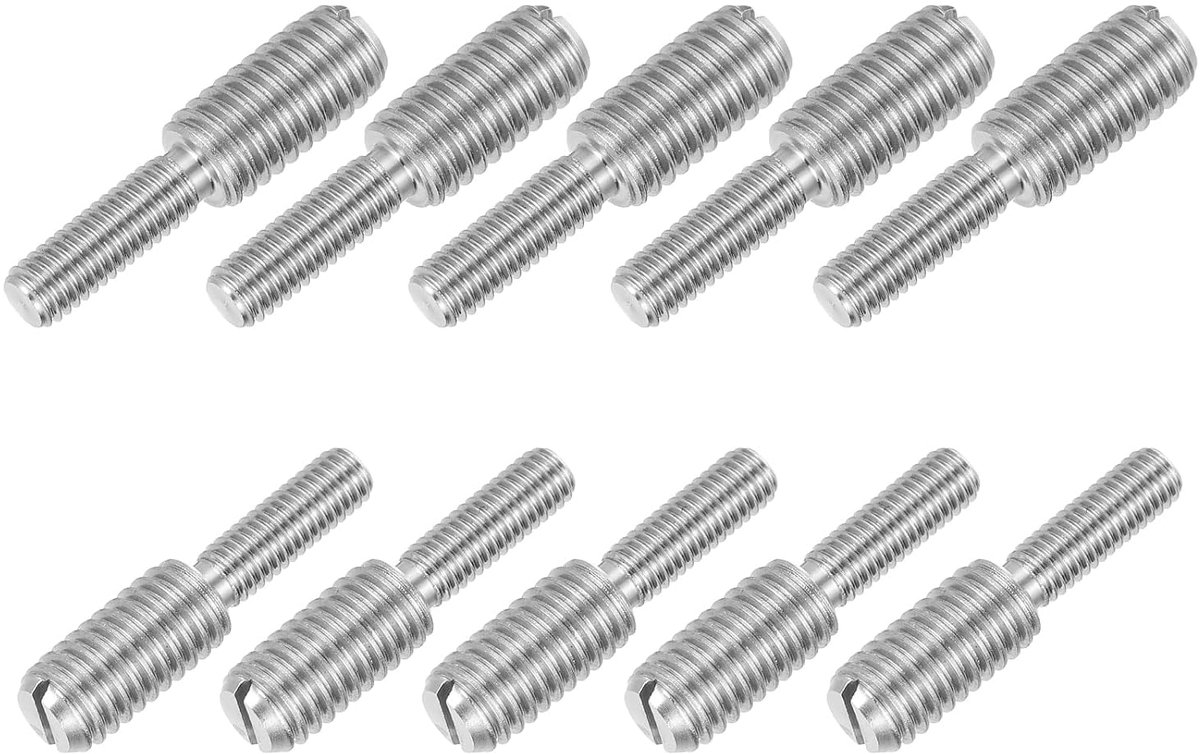 M5 x 15 voor M8 x 15 stang schroefdraad dubbele eindbout, 10 stuks sleufkop 304 roestvrij staal staaf bouten adapter reducer schroefdraad voor meubelbevestiging, 30 mm lang